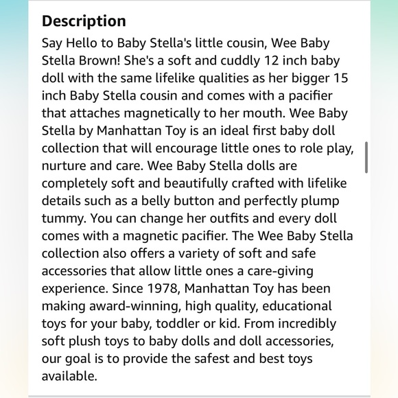 🍼 Wee Baby Stella Brown 12” Soft Baby Doll with magnetic pacifier with Box 🍼 - Picture 9 of 16